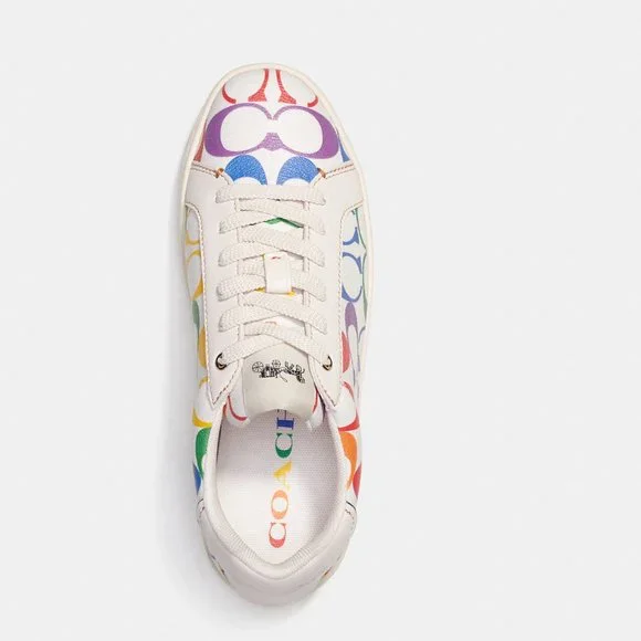 🌈 Coach Clip Low Top Sneaker In Rainbow Signature Canvas - Picture 2 of 12